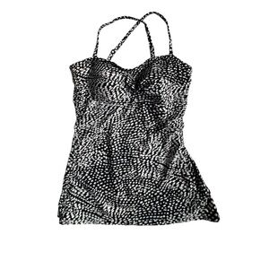 Christina Swim Tankini Polka Dot Black White Gray SZ 12